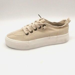 Maurices Womens Sneakers Sadie Beige Canvas Lace Up Walking Shoe Platform 9‎